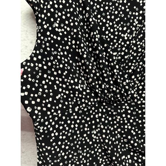 Lauren Ralph Lauren Women Twisted Front Dress 16 Black Dot Stretch Career Classy - Picture 5 of 12